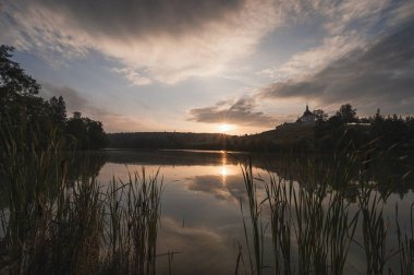 Kilise Saint John Nepomuk Zelena Hora, Zdar nad, hac Sazavou, Çek Cumhuriyeti, ünlü Barok mimar Jan Santini Aichel son çalışmasıdır