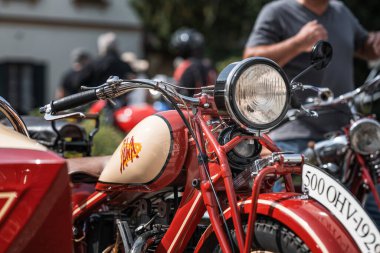 Kvasiny, Czech republic - July 9 2024: Air cooled czechoslovak motorcycle Jawa 500 OHV, also called Rumpal, manufacture in years 1929-1933. clipart