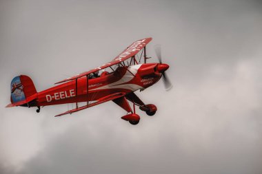 Kuneticka hora, Czech republic - June 27 2024: Historic airplane. Bcker 131 Jungmann. German training biplane. The aircraft was produced from 1934. clipart