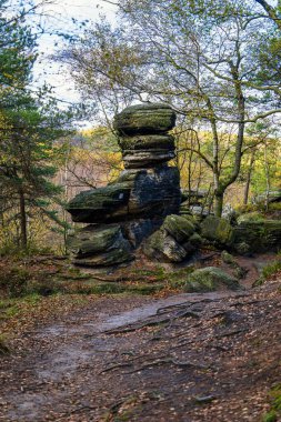 The Tisa Rocks or Tisa Walls in the western Elbe Sandstone Mountains in a sunny autumn day. clipart