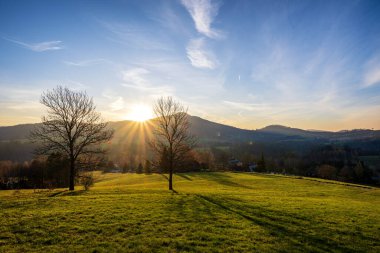 Rynartice 'deki Kov Vrch tepesinden Bohemian İsviçre Ulusal Parkı manzarası. Çek Cumhuriyeti, Avrupa.