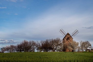 The wooden windmill near Stary Poddvorov, Czech republic clipart