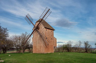 The wooden windmill near Stary Poddvorov, Czech republic clipart