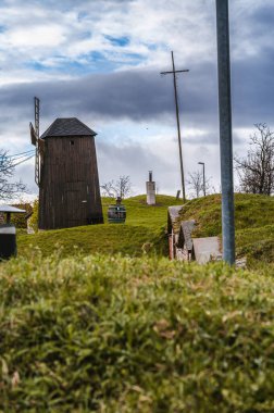 Wine cellars in South Moravia in the village of Vrbice. Spring time after rain. clipart