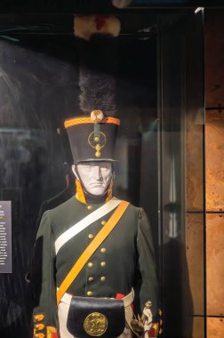 Prace, Çek Cumhuriyeti - 9 Haziran 2018: Prace Hill 'deki Barış Anıtı. Kadın heykelleri Fransa, Avusturya, Rusya ve Moravya 'yı sembolize ediyor. Müzenin içi.. 