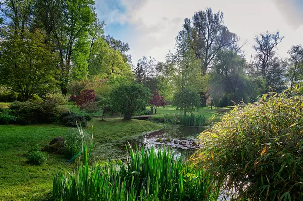Çek Cumhuriyeti, Castolovice 'de bir sarayın bahar manzarası