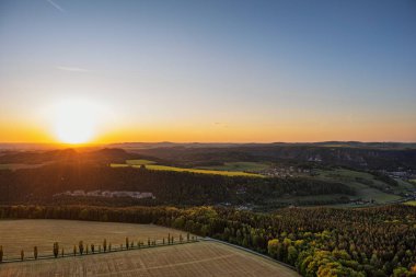 Lilienstein Dağı 'ndan güzel bir manzara Sakson İsviçre, Almanya