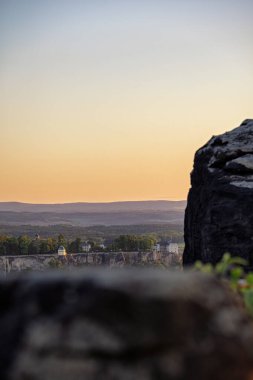 Lilienstein Dağı 'ndan güzel bir manzara Sakson İsviçre, Almanya