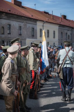 JOSEFOV, CZECH REPUBLIC, Mayıs 2025: Josefov Kalesi ve Birinci Dünya Savaşı 'nda Galiçya' da 1915 'te bir muharebe gösterisi. 
