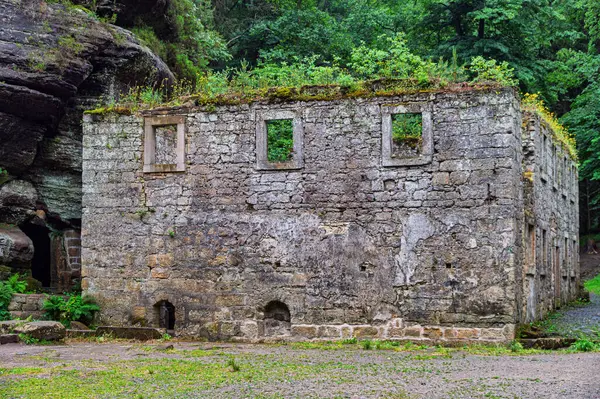 Dolsky Mill, nehir Kamenice bohem İsviçre Ulusal Parkı, Çek Cumhuriyeti, Dolsky mlyn kalıntıları.