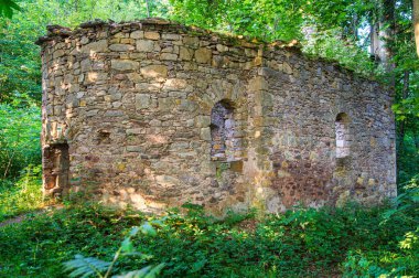 Çek-Polonya sınır bölgesinde bir barok şapelinin kalıntıları. Kamieczyk, Polonya.