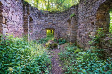 Çek-Polonya sınır bölgesinde bir barok şapelinin kalıntıları. Kamieczyk, Polonya.