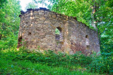 Çek-Polonya sınır bölgesinde bir barok şapelinin kalıntıları. Kamieczyk, Polonya.
