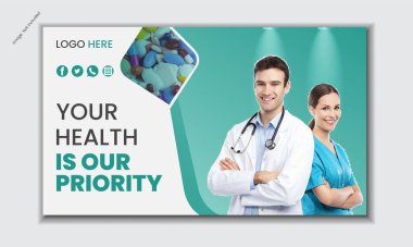 Sağlık hizmeti, egzersiz youtube küçük resim, video küçük resim şablonu