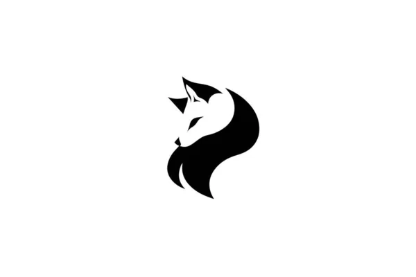 Tête Renard Visage Dessiné Main Silhouette Encre Logotype Emblème Illustration — Image vectorielle