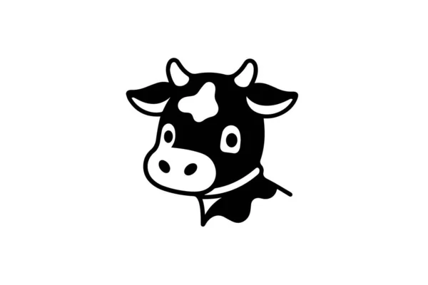 Minimalistický Silueta Inkoust Kráva Logotyp Štítek Nebo Emblém Design Izolované — Stockový vektor