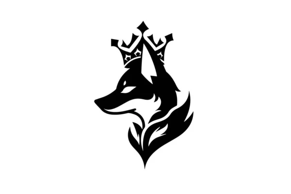 Fox Head Face Hand Drawn Ink Silhouette Logotype Emblem Mascot — Stock Vector