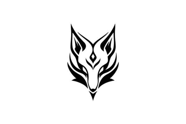 Αλεπού Κεφάλι Πρόσωπο Χέρι Που Μελάνι Σιλουέτα Σχεδιασμός Εικονογράφησης Λογότυπου — Διανυσματικό Αρχείο