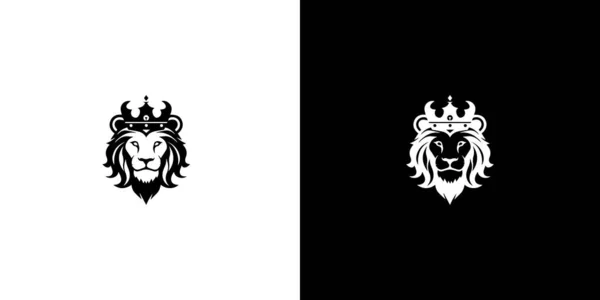 Rey Real León Símbolo Corona Elegante Logotipo Animal Leo Negro — Archivo Imágenes Vectoriales