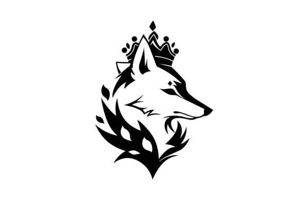 Fox Huvud Eller Ansikte Handritade Bläck Silhuett Logotyp Emblem Eller — Stock vektor