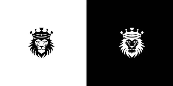 Rei Real Símbolo Coroa Leão Logotipo Animal Leo Preto Elegante —  Vetores de Stock