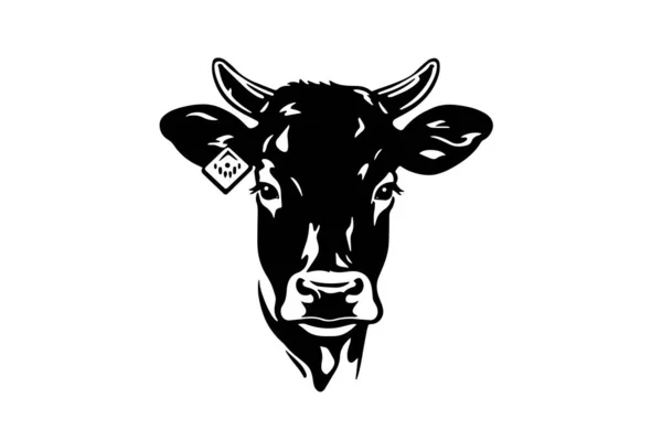 Logotyp Hlavy Černé Krávy Pro Masný Průmysl Nebo Zemědělce Trh — Stockový vektor