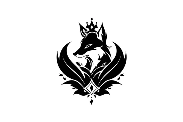 Fox Fej Vagy Arc Kézzel Húzott Tinta Sziluett Logotípus Embléma — Stock Vector