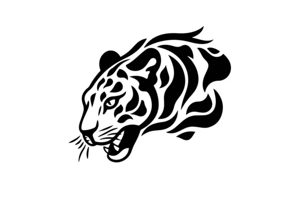Luipaard Hoofd Logotype Mascotte Hand Getekend Inkt Schets Graveren Stijl — Stockvector