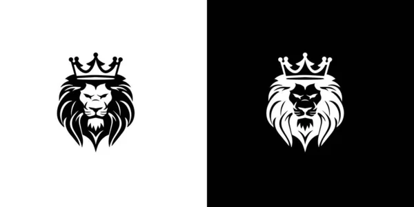 Koninklijke Koning Leeuwenkroon Symbool Elegant Zwart Leo Dier Logotype Premium — Stockvector