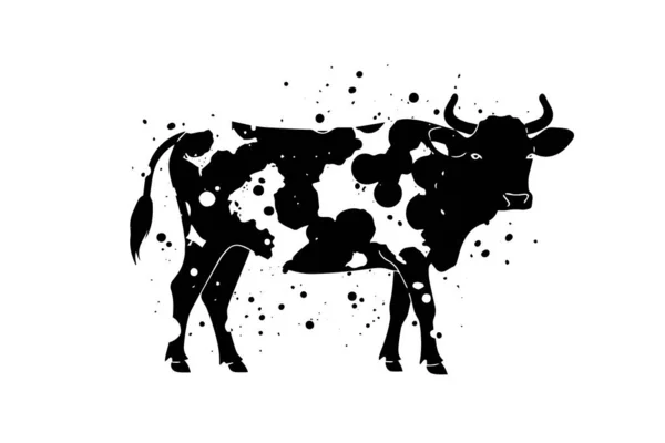 Svart Siluett För Köttindustrin Eller Jordbrukare Marknaden Handritade Stämpel Effekt — Stock vektor