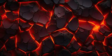 Molten lava texture background. Ground hot lava. Burning coals, crack surface. Abstract nature pattern, glow faded flame. 3D Render Illustration clipart