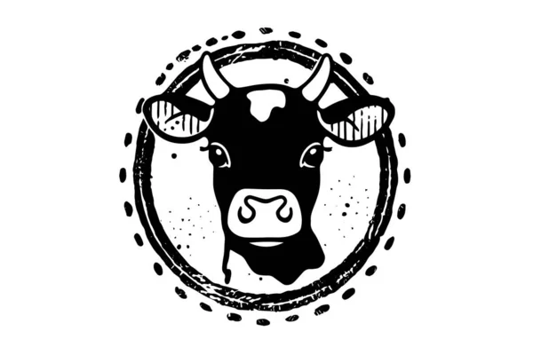 Logotyp Hlavy Černé Krávy Pro Masný Průmysl Nebo Zemědělce Trh — Stockový vektor