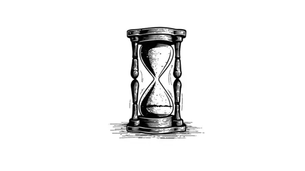 Sand Watch Glass Engraving Vector Illustration Hourglass Hand Drawing Vintage — Stock Vector