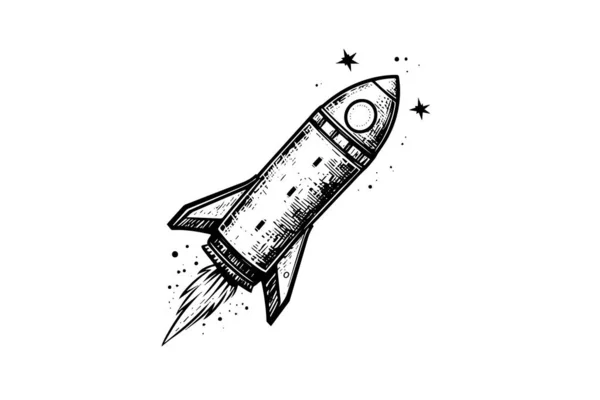 Uzay Roketi Çizimi Üfleme Biçim Vektör Çizimi — Stok Vektör