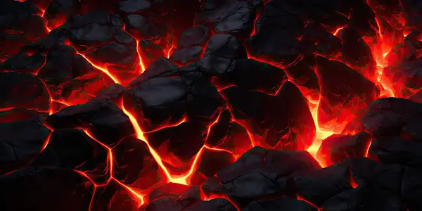Geschmolzene Lava Textur Hintergrund Heiße Lava Gemahlen Brennende Kohlen Risse — Stockfoto