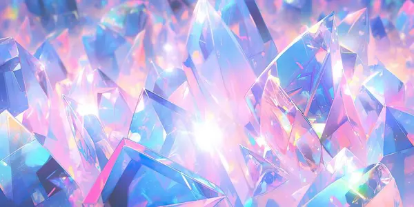 Holographic Background Fairy Crystal Rainbow Reflexes Pink Purple Color Abstract — Stock Photo, Image