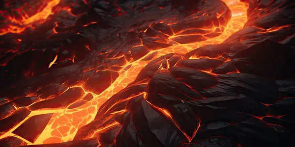 Gesmolten Lava Textuur Achtergrond Grond Hete Lava Brandende Kolen Scheuroppervlak — Stockfoto