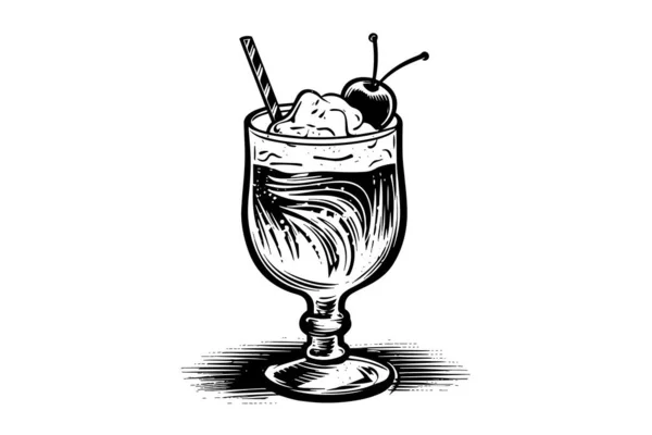 Αλκοολούχο Κοκτέιλ Χαραγμένο Απομονωμένο Ποτό Διανυσματική Απεικόνιση Μαύρο Και Άσπρο — Διανυσματικό Αρχείο