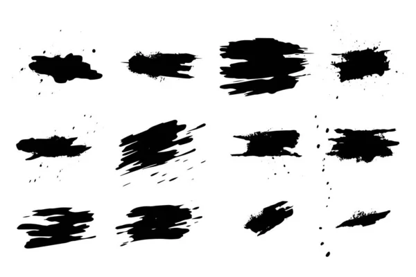 矢量侵蚀画笔集 画笔笔划模板 社交媒体的Grunge设计元素 矩形文本框或语音气泡 肮脏的痛苦纹理背景 — 图库矢量图片