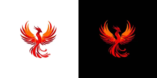 Streszczenie Czerwony Phoenix Wzór Projektu Logo Czarno Białym Tle Ilustracja — Wektor stockowy