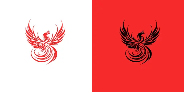 Абстрактный Красно Черный Дизайн Логотипа Phoenix Искушает Белом Красном Фоне — стоковый вектор