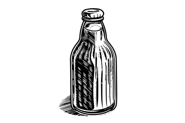 Glass Bottle Soda Ink Sketch Cola Hand Drawn Vintage Vector — Stock Vector