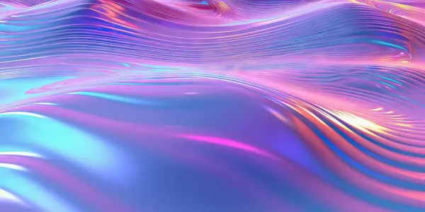 Abstracte Weergave Holografische Chromen Gradiënt Watergolven Iriserende Gradiënt Digitale Kunst — Stockfoto
