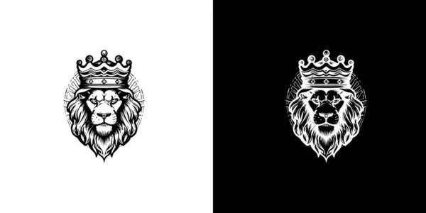 Королівський Королівський Лев Коронний Символ Елегантний Чорний Логотип Тварин Лева — стоковий вектор