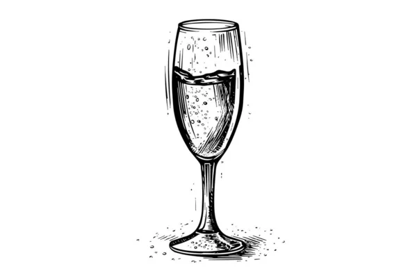 Искусство Гравировки Бокалов Шампанского Векторная Иллюстрация Ручной Работы — стоковый вектор