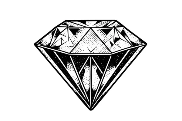 Disegno Inchiostro Disegnato Mano Diamante Illustrazione Vettoriale Incisa Stile Vintage — Vettoriale Stock