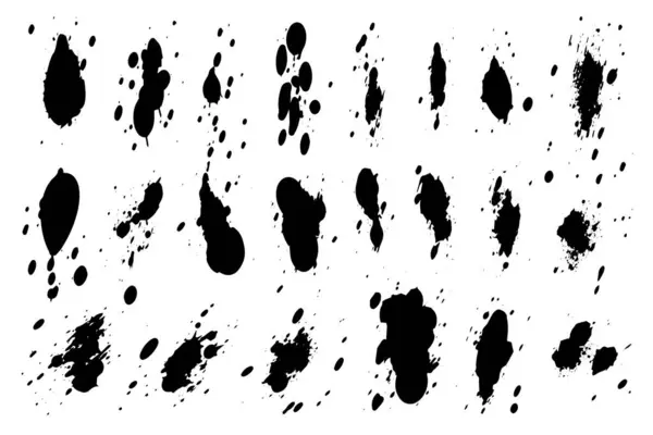 Γκραντζ Μελάνι Μαύρη Κηλίδα Μπογιάς Splash Των Χρωμάτων Σταγόνες Ψεκασμού — Διανυσματικό Αρχείο