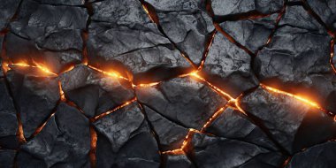 Molten lava texture background. Ground hot lava. Burning coals, crack surface. Abstract nature pattern, glow faded flame. 3D Render Illustration clipart