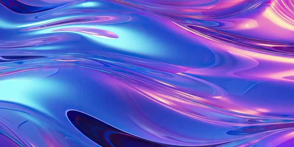 Abstracte Weergave Holografische Chromen Gradiënt Watergolven Iriserende Gradiënt Digitale Kunst — Stockfoto