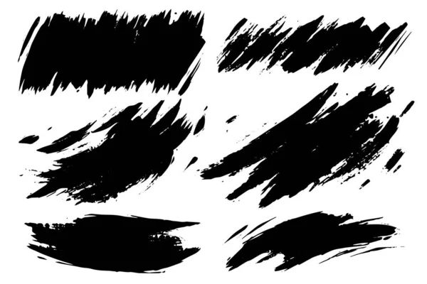 Βούρτσα Μελάνι Μαύρο Grunge Πινελιές Πινέλο Σετ Πινέλου Διάνυσμα Στοιχεία — Διανυσματικό Αρχείο